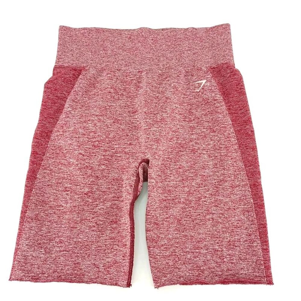 Gymshark Flex Seamless Cutoff Shorts Red Marl High Rise Raw Hem S